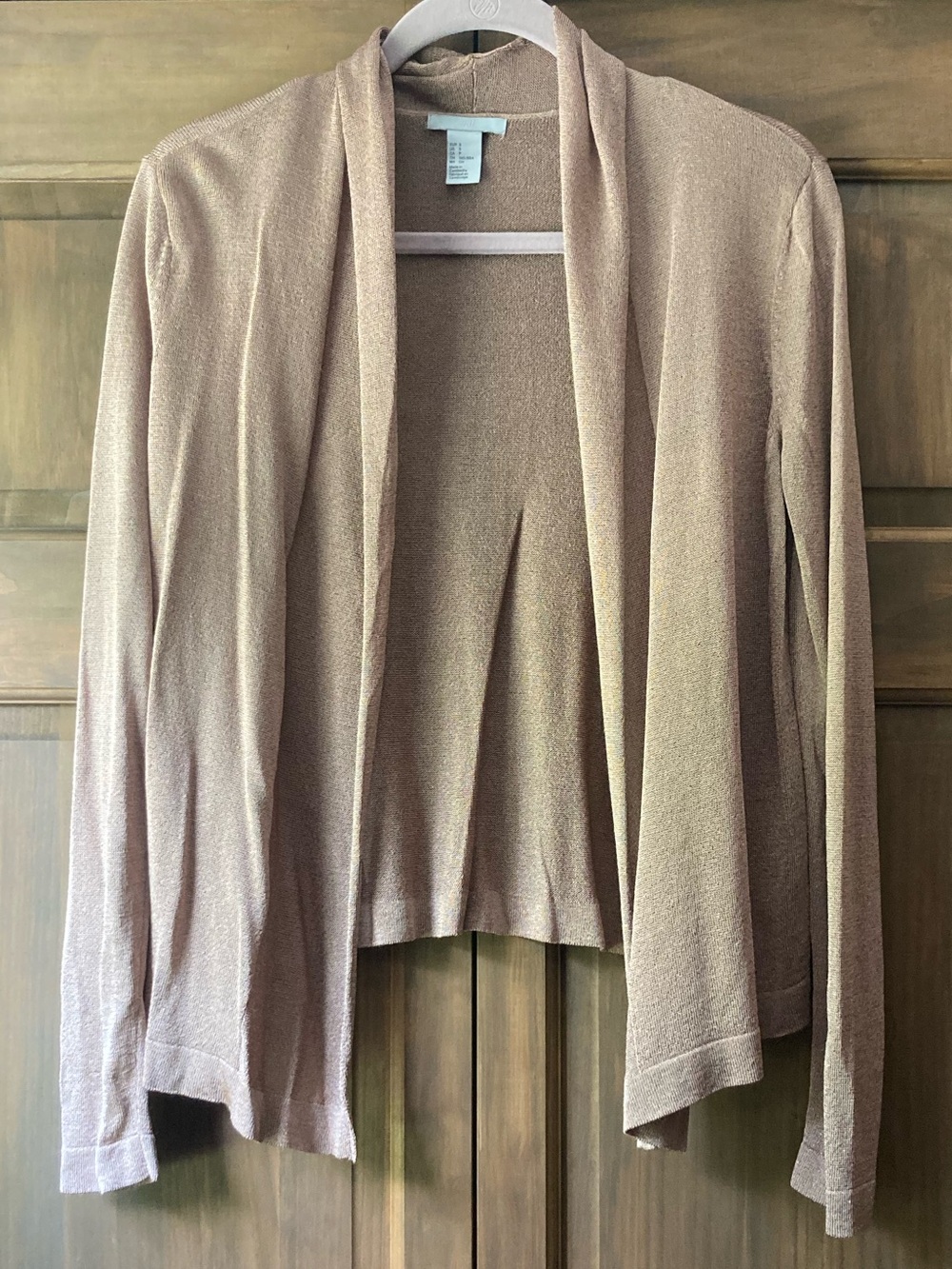 H&M Coppery Brown & Shimmer Open Cardigan Small